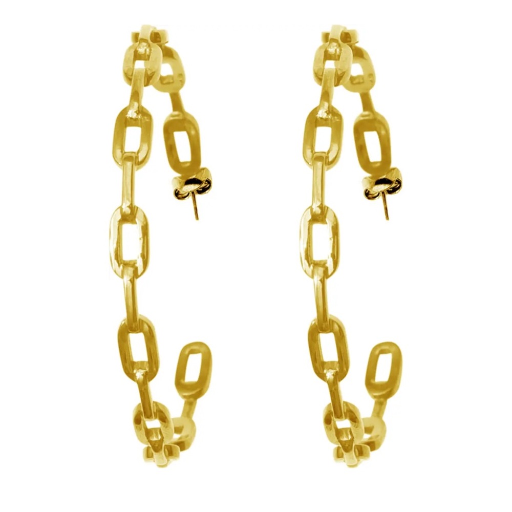 ADORNIA NWT 14K Gold Plated Chain Link Hoop Earrings